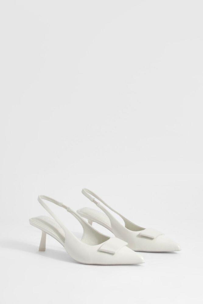 boohoo Womens Low Slingback Point Heeled Pumps - White Cover