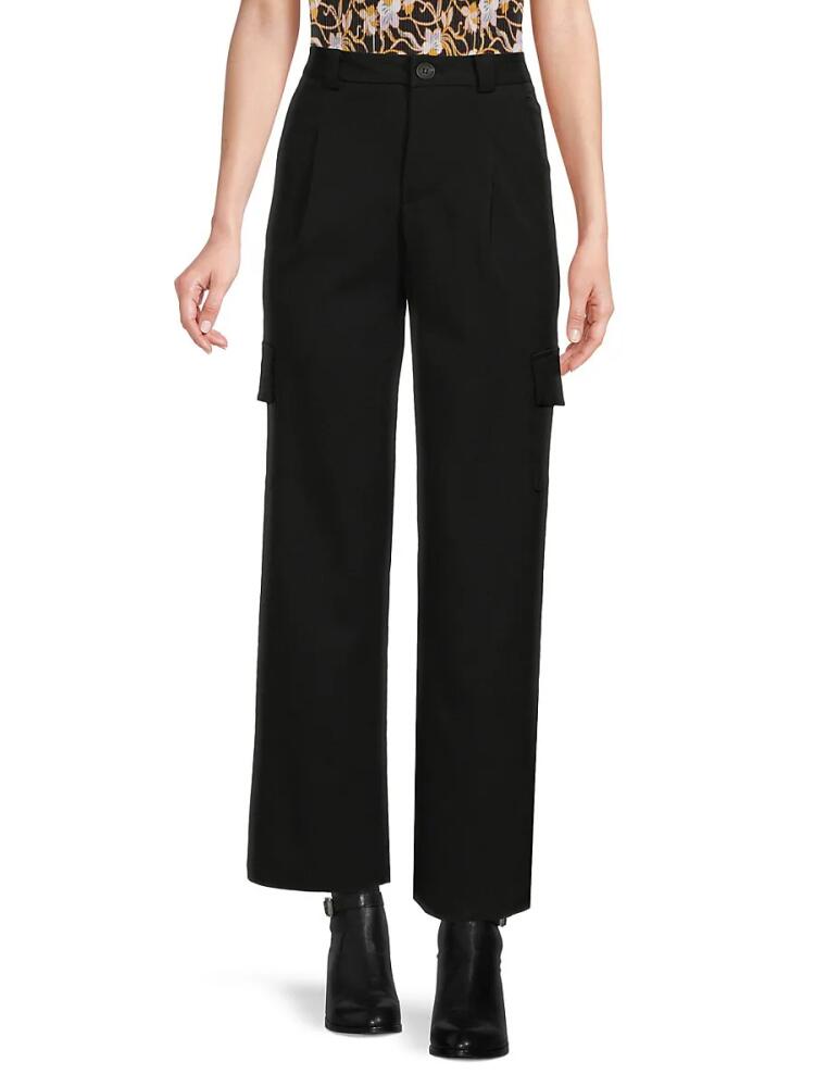 Seraphina Women's Wide Leg Cargo Pants - Black Cover