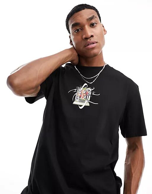 Weekday oversized T-shirt with computer graphic print in black Cover