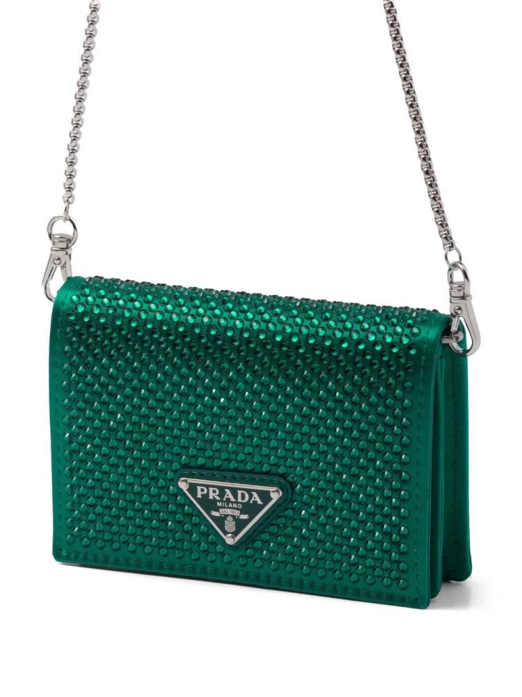 Prada logo-plaque leather cardholder - Green Cover