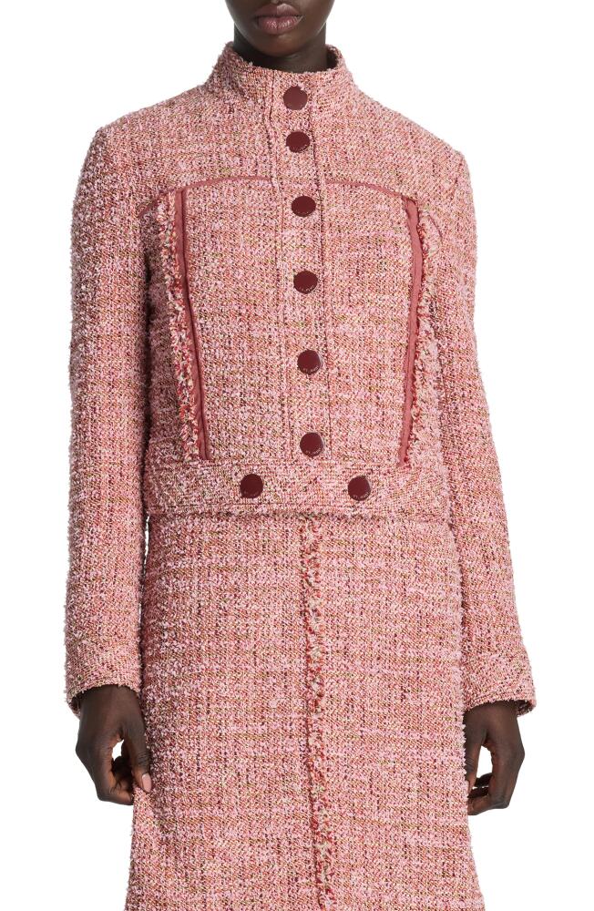 St. John Collection Boxy Tweed Crop Jacket in Petal Pink/Cranberry Multi Cover