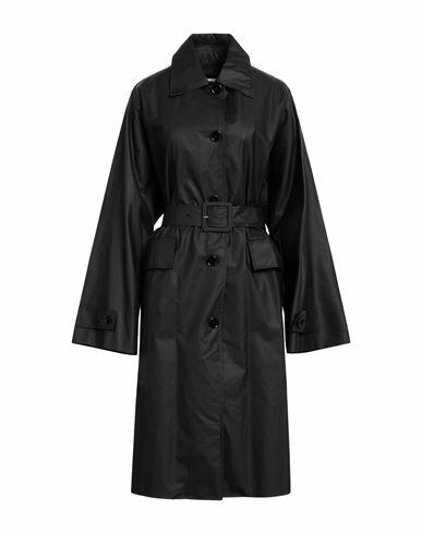 Mm6 Maison Margiela Woman Overcoat & Trench Coat Black Cotton, Polyurethane coated Cover