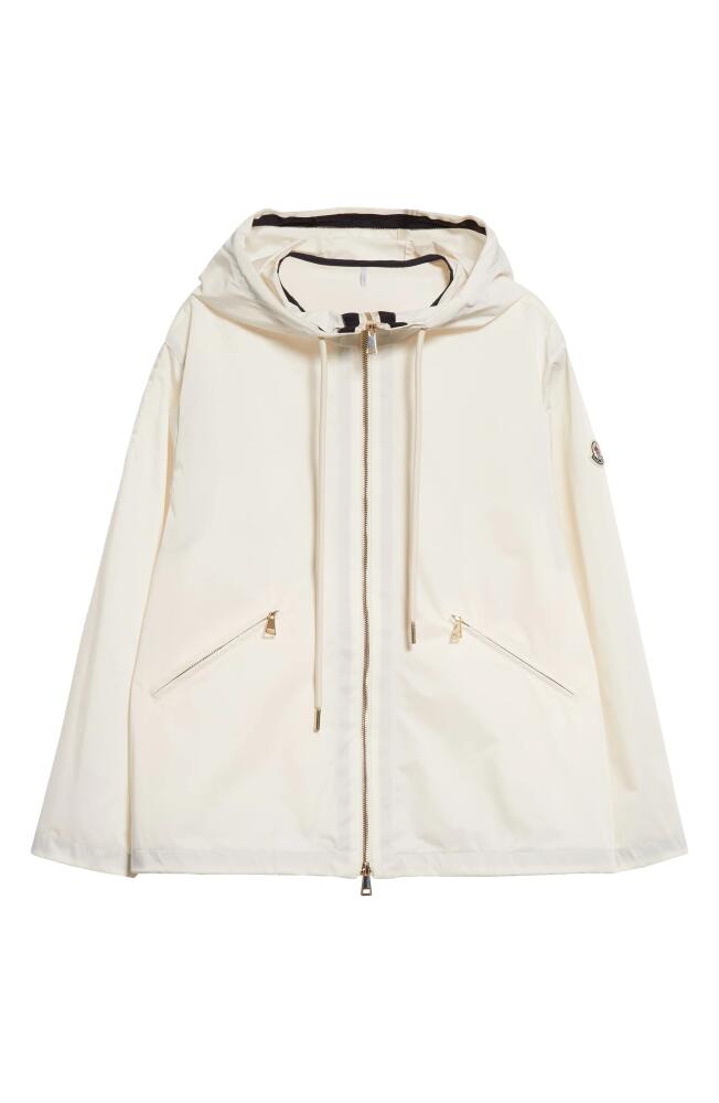 Moncler Cassiopea Hooded Windbreaker Jacket in Silk White Cover