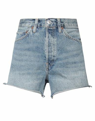 Re/done Woman Denim shorts Blue Organic cotton Cover