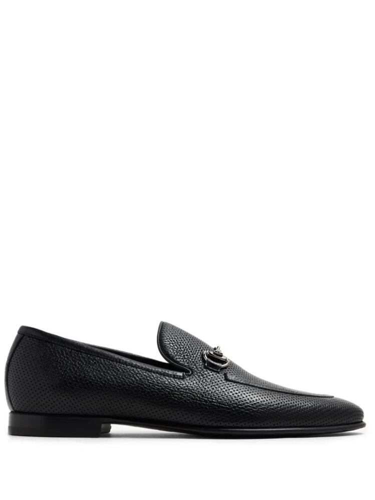 Barrett perforated horsebit-detail leather loafers - Black Cover