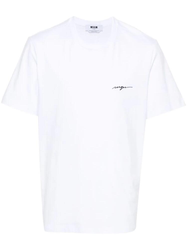 MSGM embroidered-logo cotton T-shirt - White Cover