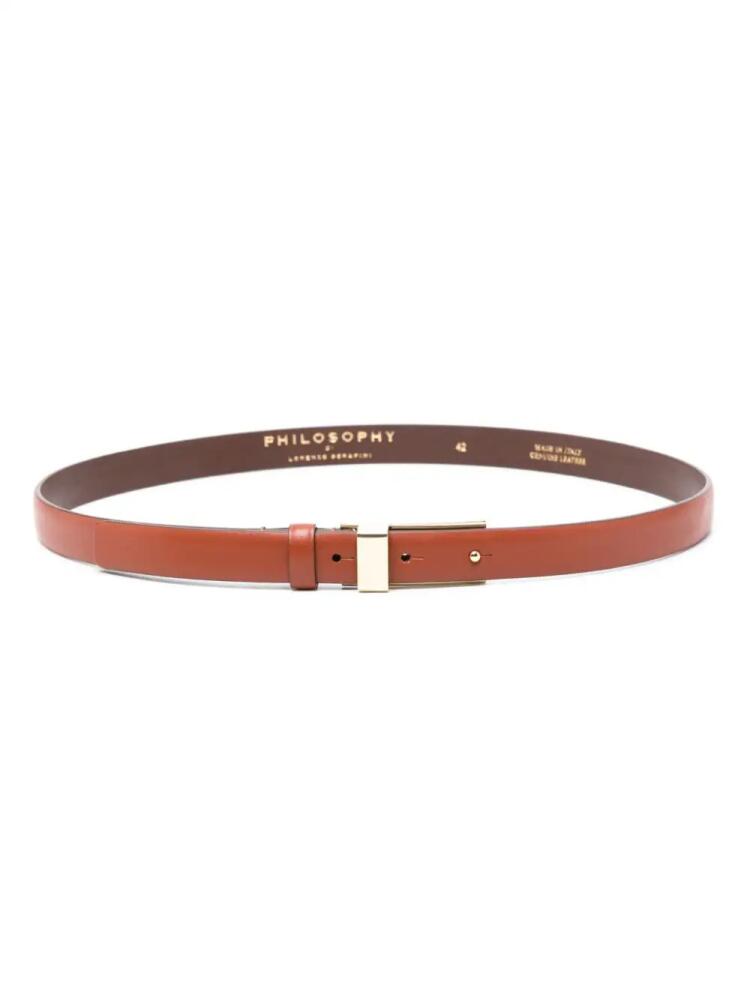 Philosophy Di Lorenzo Serafini engraved-logo leather belt - Brown Cover