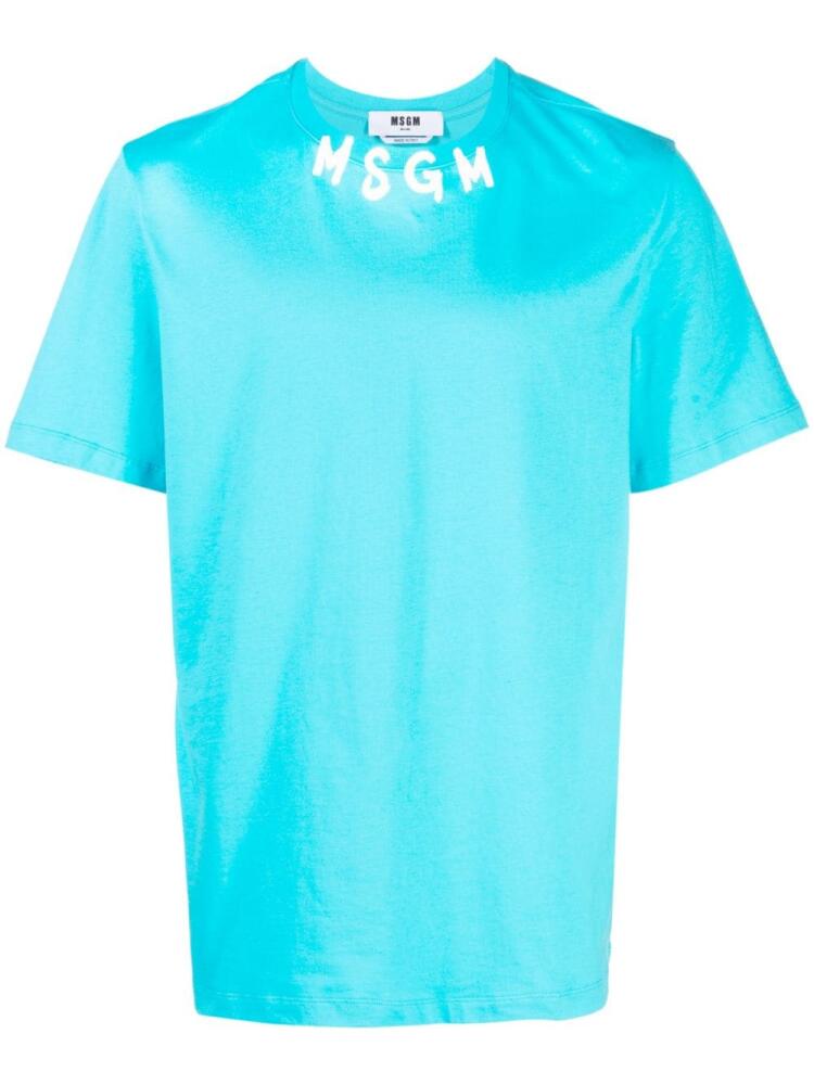 MSGM logo-print cotton T-shirt - Blue Cover