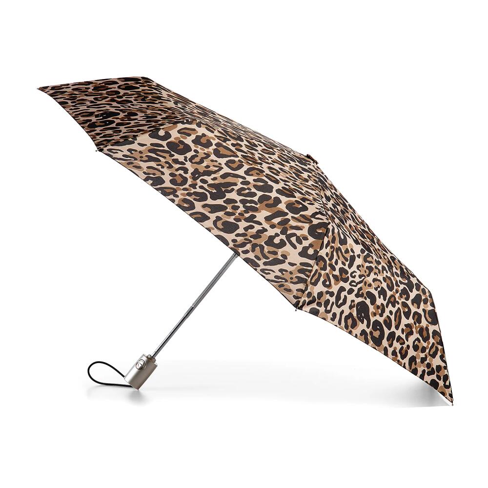 Totes Auto Open & Close Umbrella | Women's | Brown & Black Leopard Print Cover