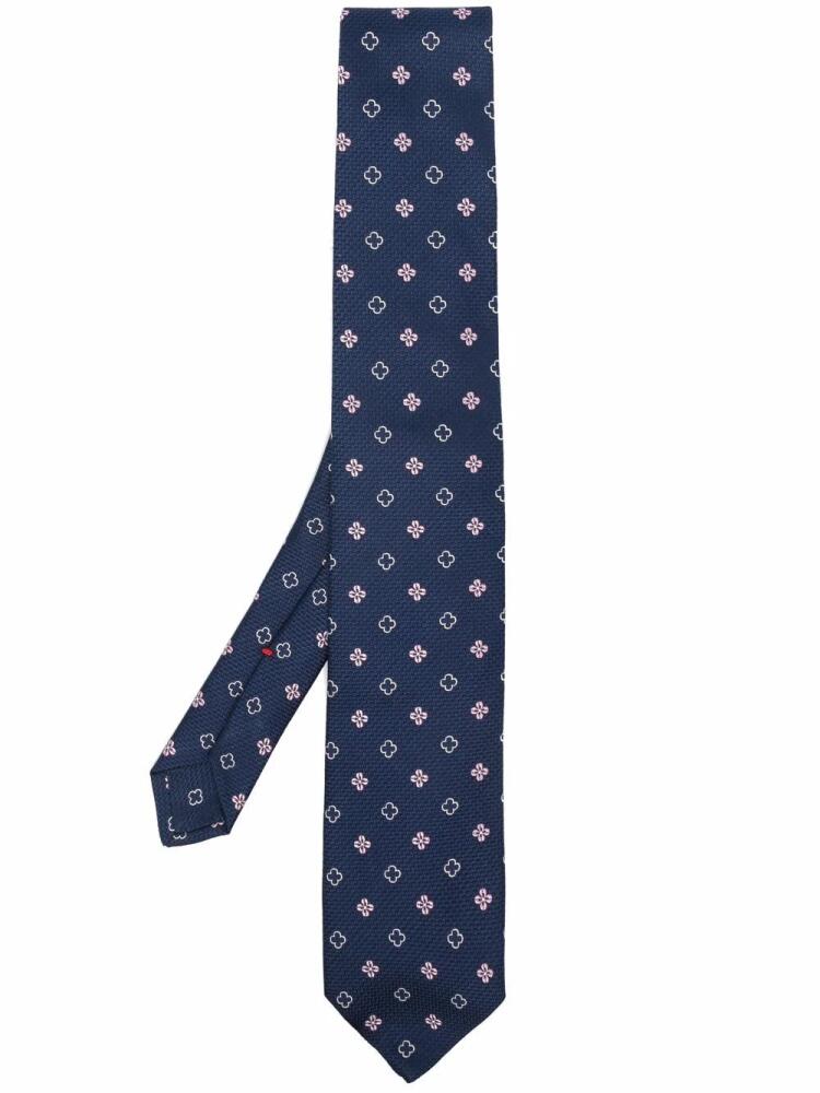 Lady Anne Martine clover-embroidered tie - Blue Cover