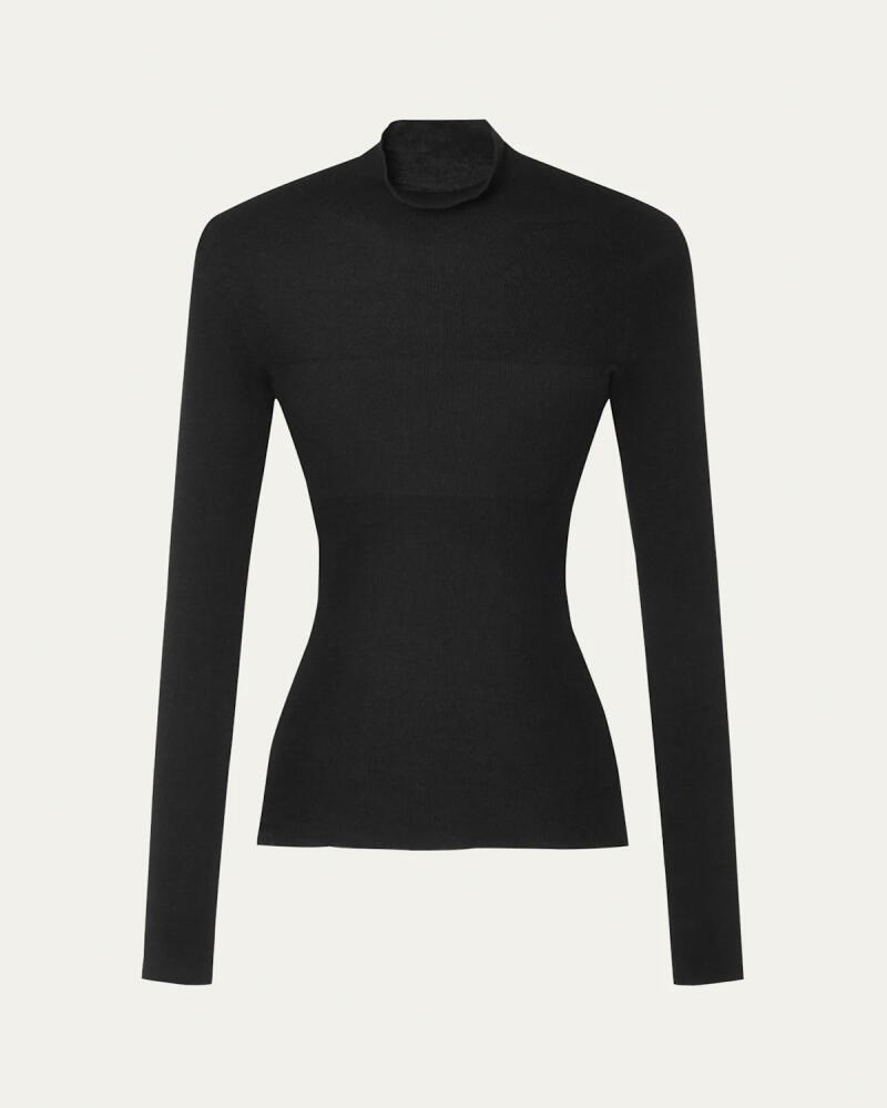 Versace Seamless Ribbed Wool Mock-Neck Sweater Cover