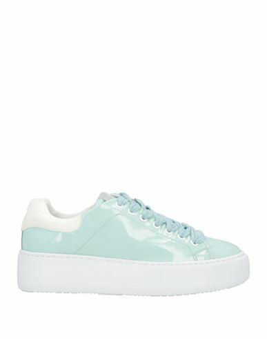 Cesare Paciotti 4us Woman Sneakers Sky blue Soft Leather, Nylon Cover