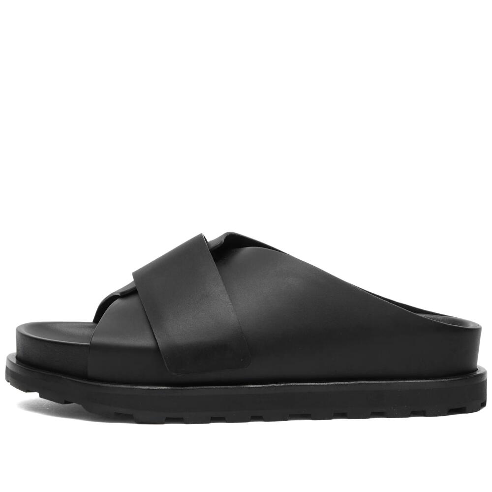 Jil Sander+ Men's Jil Sander Plus Leather Velcro Sandal in Black Cover