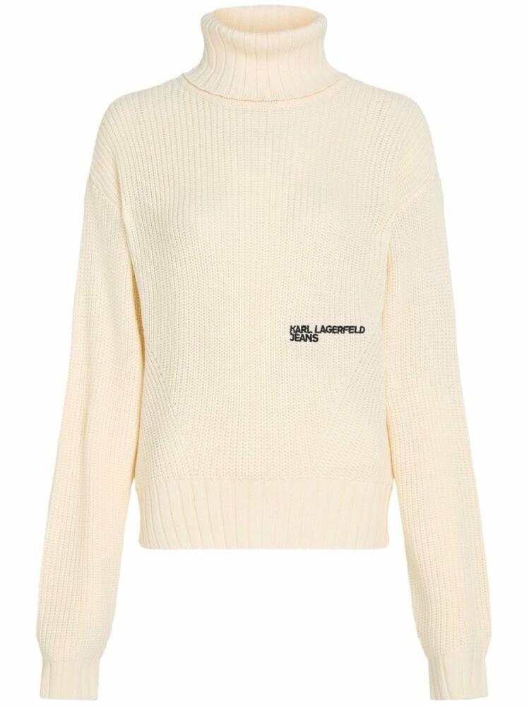 Karl Lagerfeld Jeans logo-embroidered turtleneck sweater - Neutrals Cover