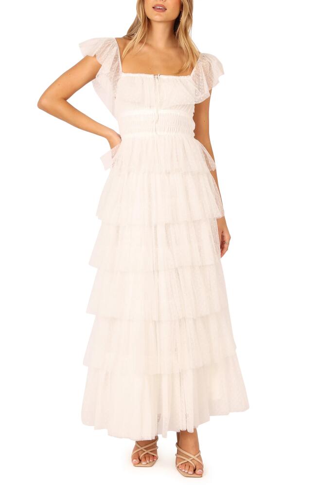 Petal & Pup Belle Swiss Dot Tulle Tiered Maxi Dress in Off White Cover