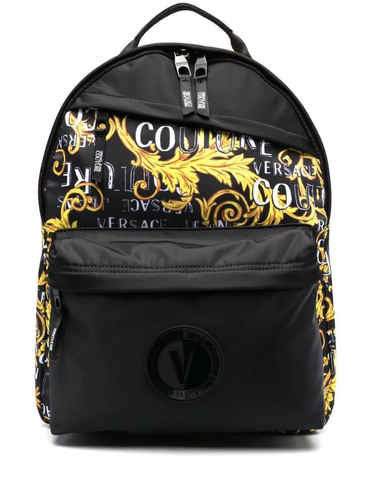 Versace Jeans Couture baroque pattern-print zip-up backpack - Black Cover