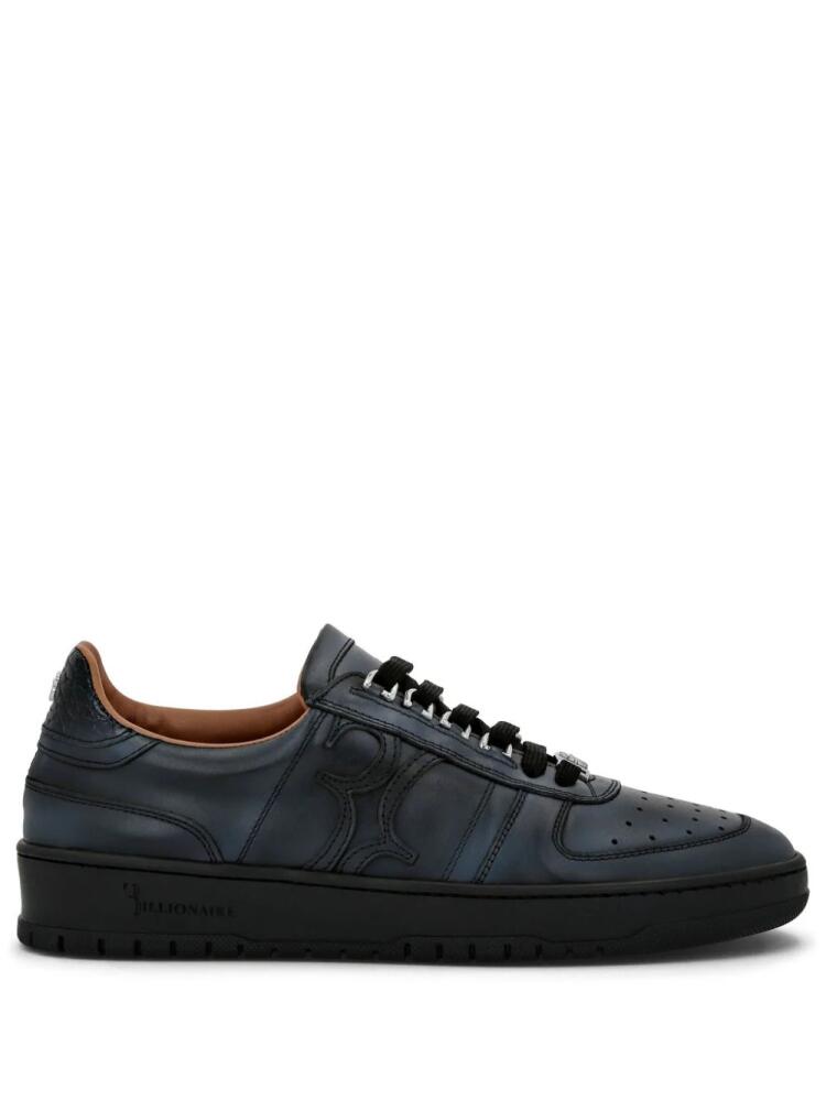 Billionaire logo-patch leather sneakers - Black Cover