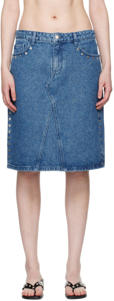 Paloma Wool Blue Crowd Denim Midi Skirt Cover