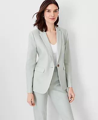 Ann Taylor The Notched One Button Blazer in Linen Blend Cover