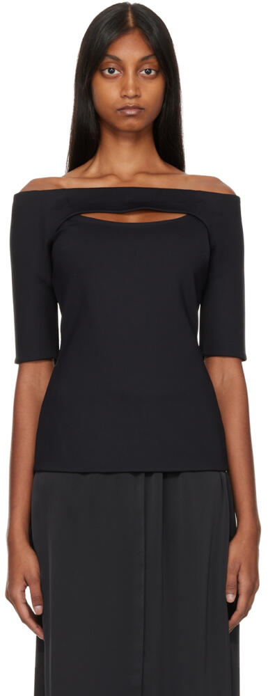 Rosetta Getty Black Off-The-Shoulder T-Shirt Cover