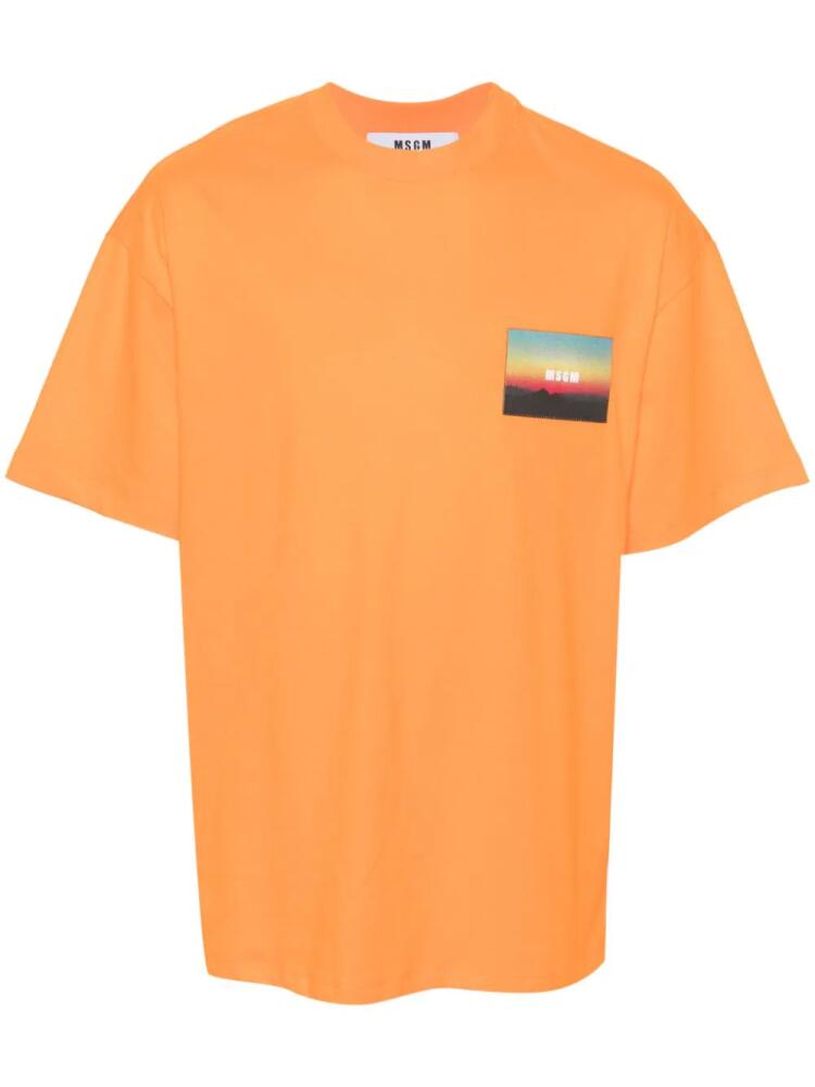 MSGM logo-appliqué cotton T-shirt - Orange Cover