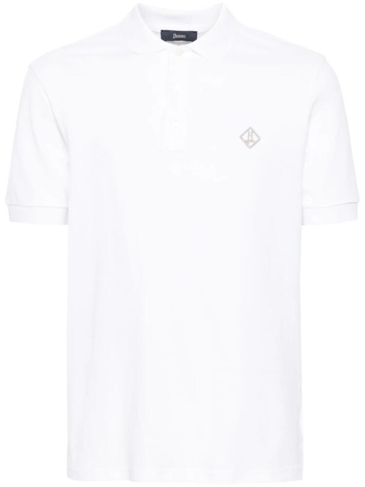 Herno logo-embroidered piqué polo shirt - White Cover