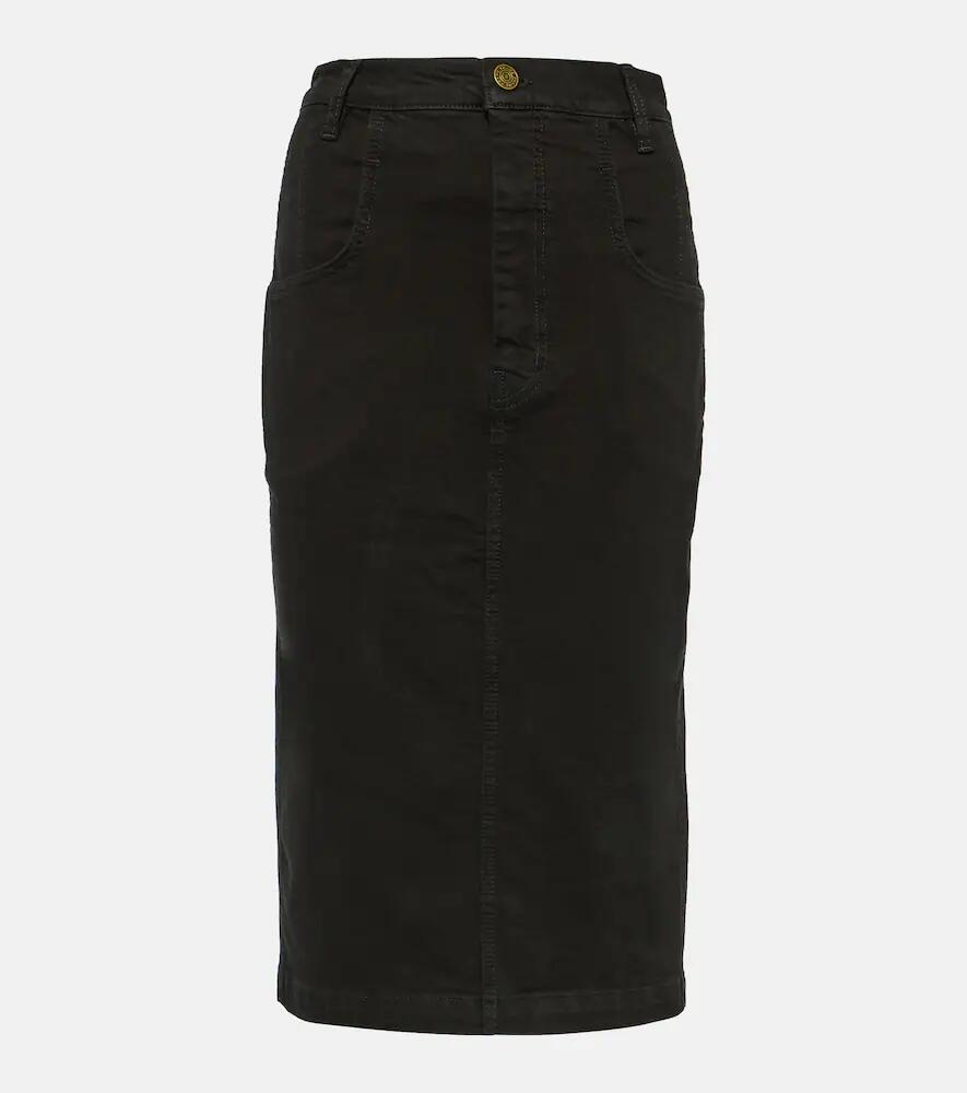 Frame The High Waisted Seamed denim midi skirt Cover