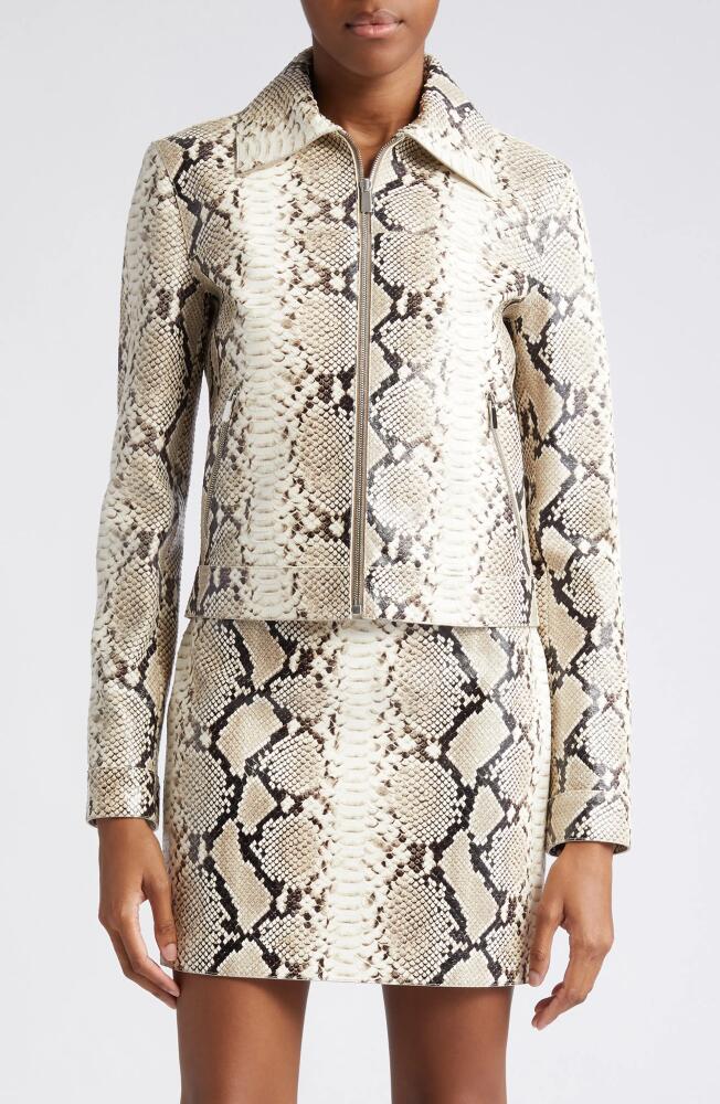 Michael Kors Collection Python Embossed Leather Jacket in Natural Cover