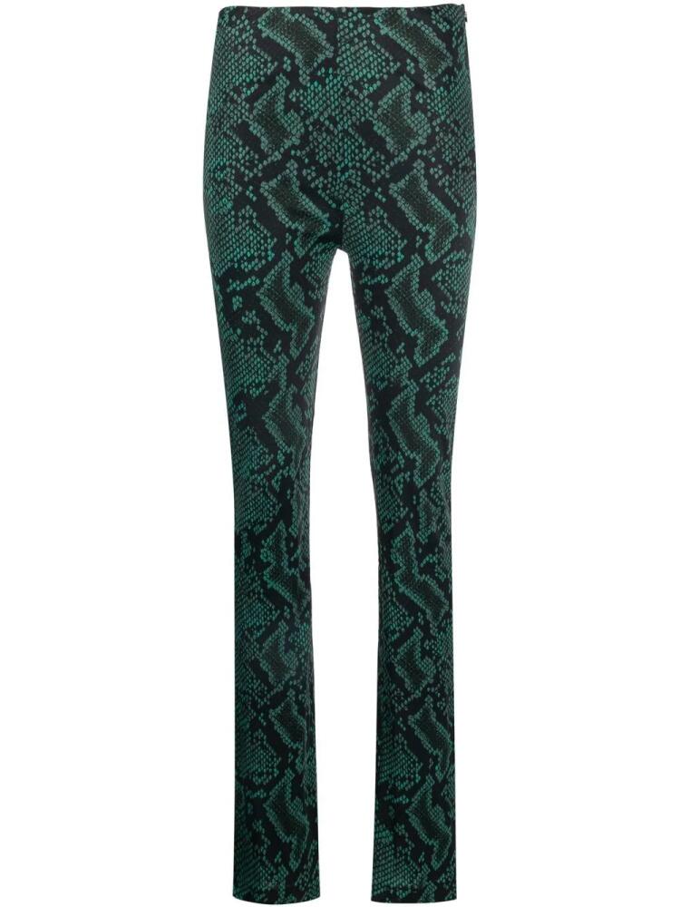 Atlein snakeskin-print flared trousers - Green Cover