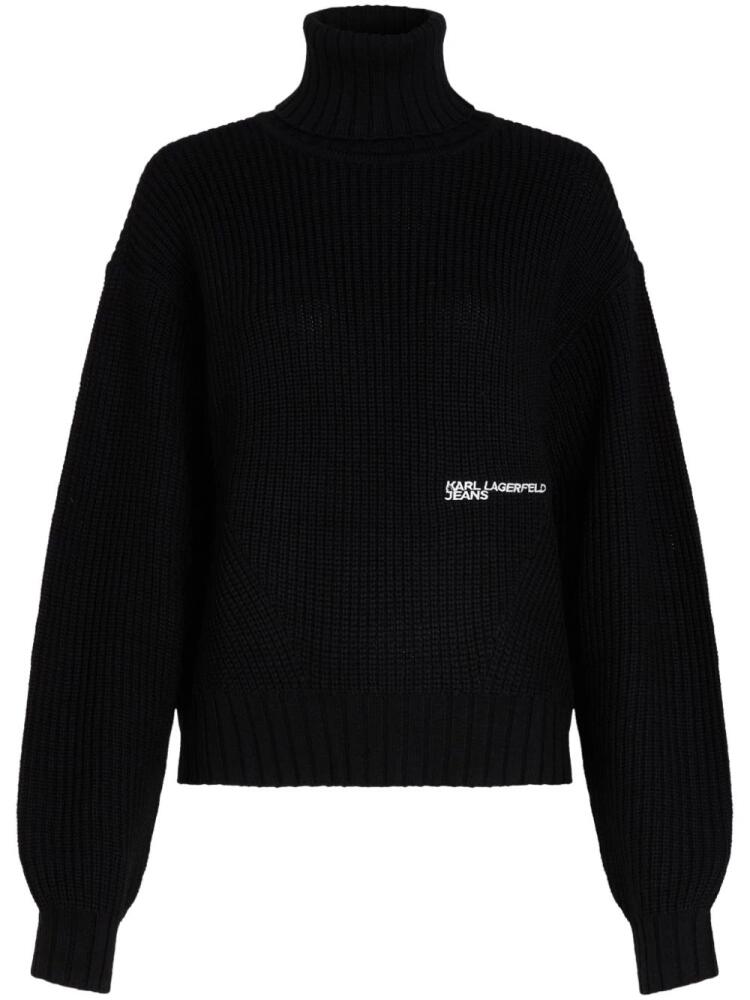 Karl Lagerfeld Jeans logo-embroidered turtleneck sweater - Black Cover