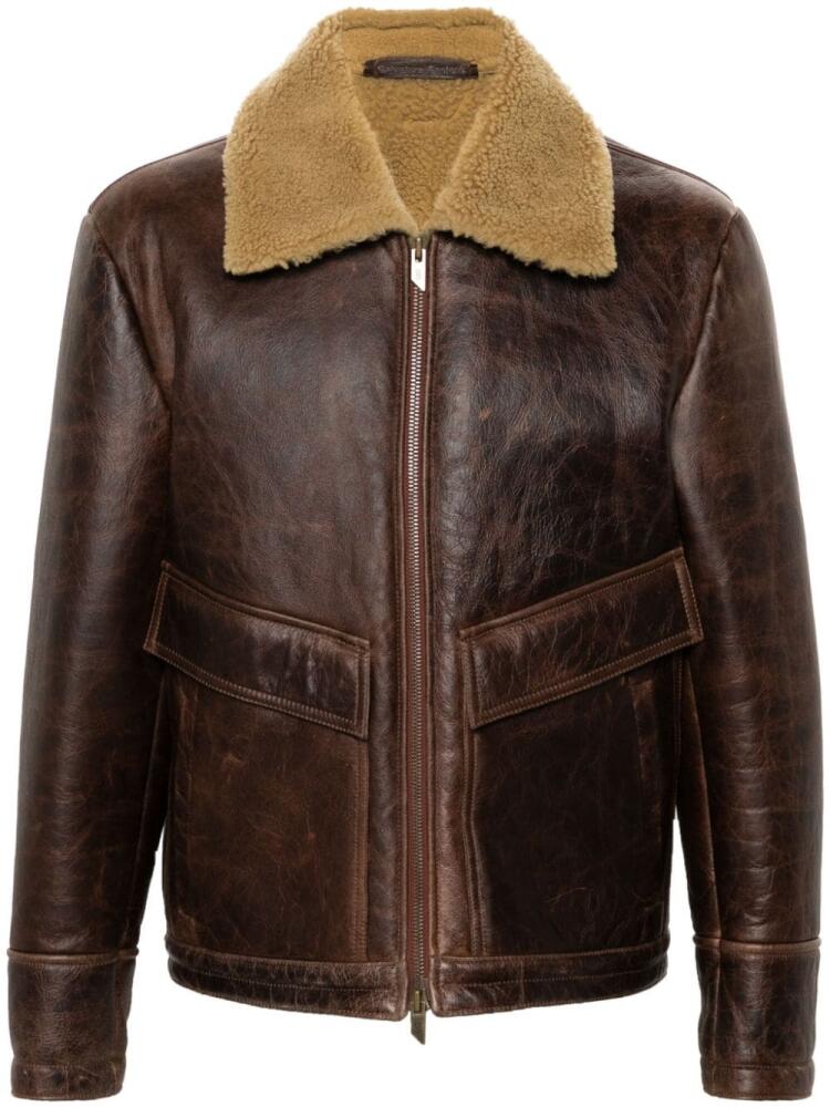 Salvatore Santoro shearling-collar leather jacket - Brown Cover