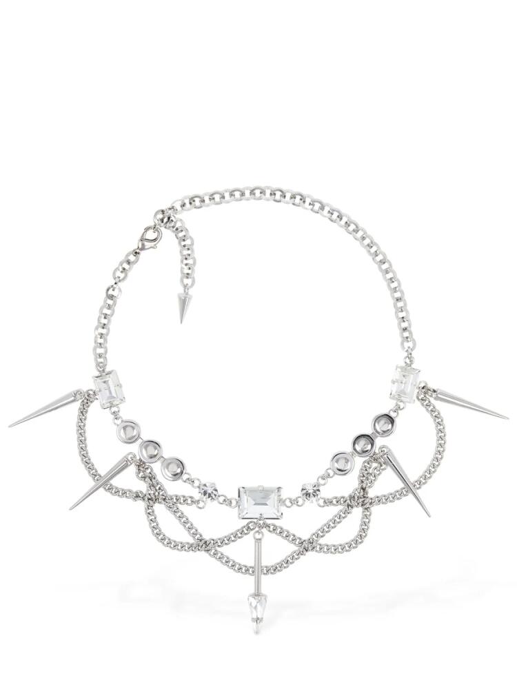 ALESSANDRA RICH Chain Necklace W/ Spikes & Crystals Cover