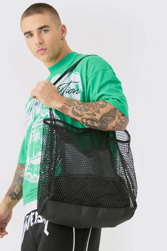 boohoo Mens Mesh Shopper Tote - Black Cover