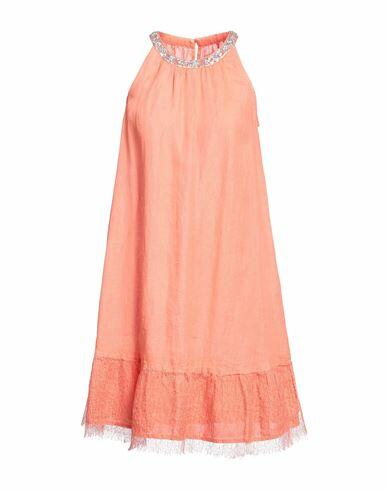 120% Lino Woman Mini dress Salmon pink Linen Cover