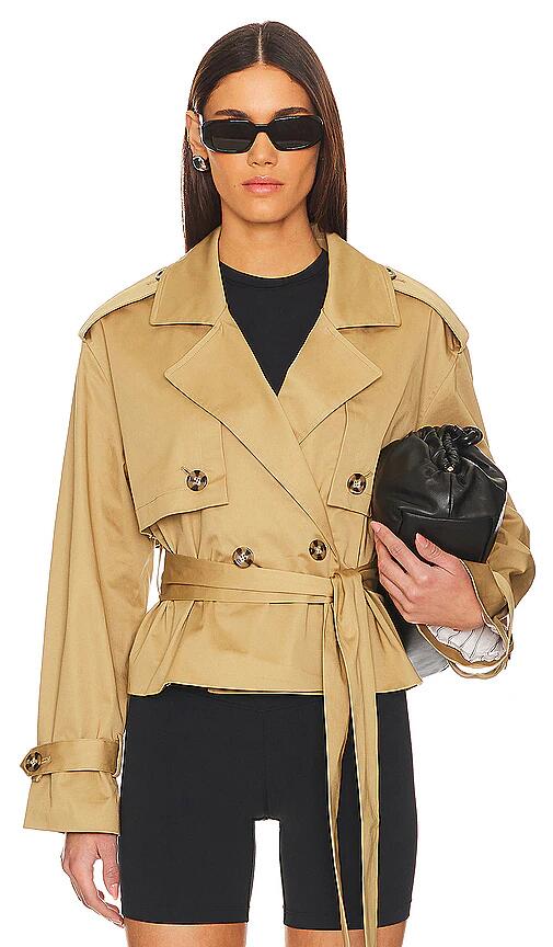 Favorite Daughter The Cropped Charles Trench Coat in Tan Cover