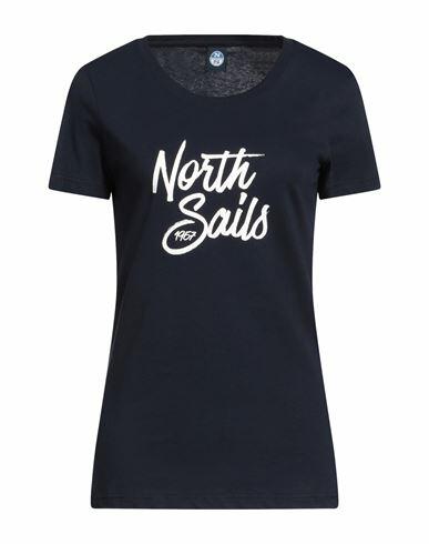 North Sails Woman T-shirt Navy blue Cotton Cover