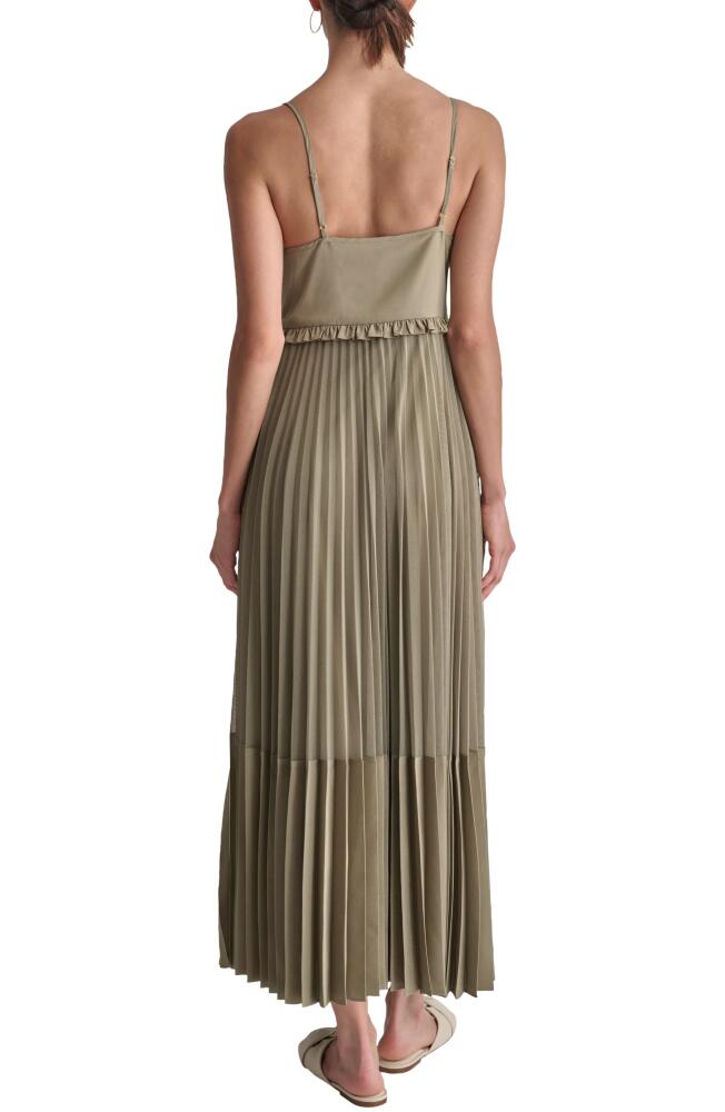 DKNY Sleeveless Pleated Maxi Dress in Light Fatigue Cover