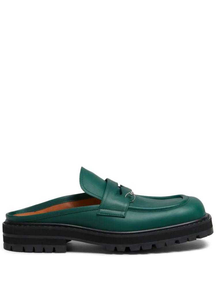 Marni square-toe leather slippers - Green Cover