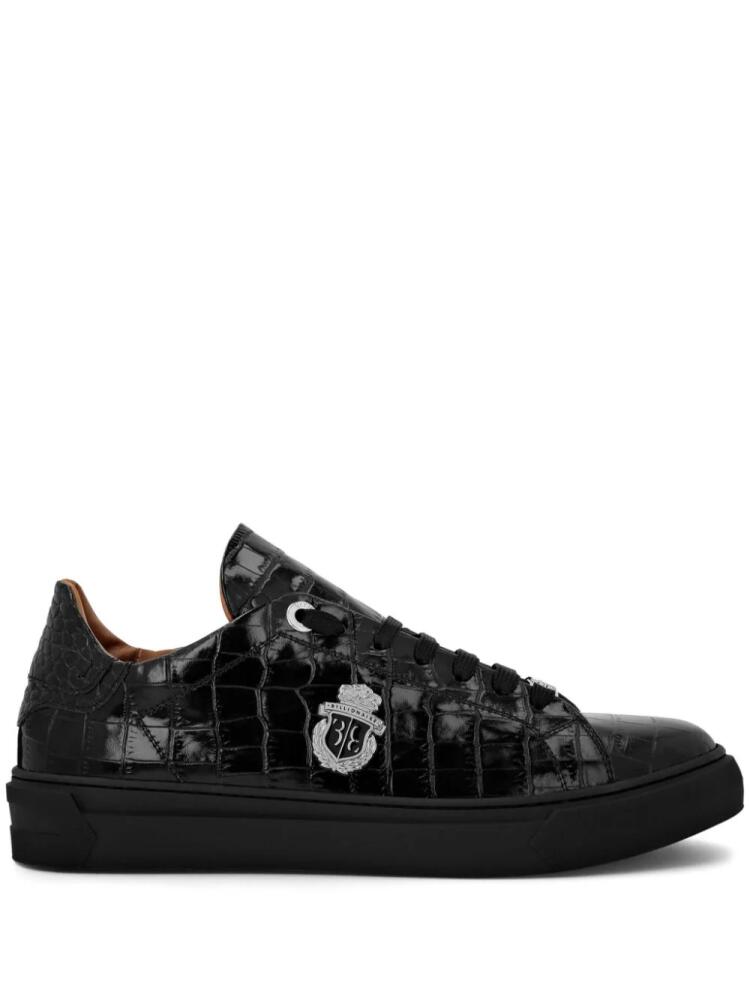 Billionaire Croco-print logo-plaque leather sneakers - Black Cover