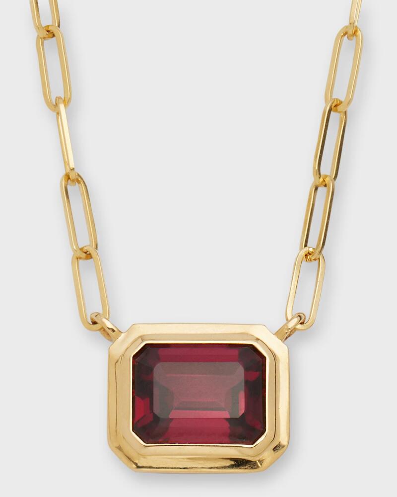 Goshwara 18K Yellow Gold Manhattan Bezel Set Garnet Pendant Necklace Cover