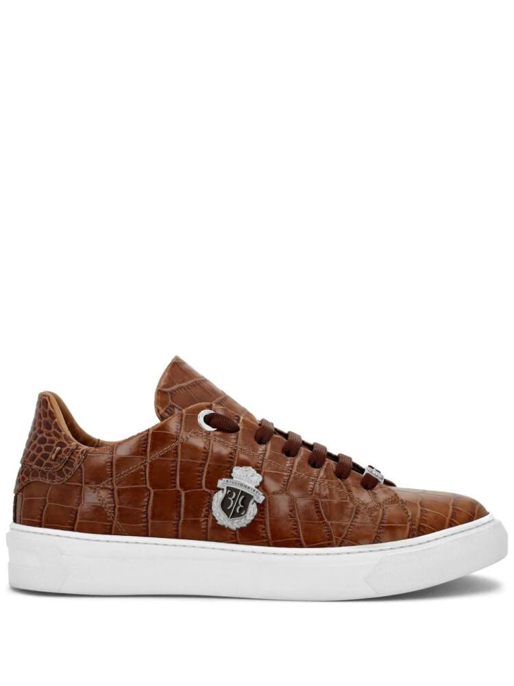 Billionaire logo-appliqué crocodile-effect sneakers - Brown Cover