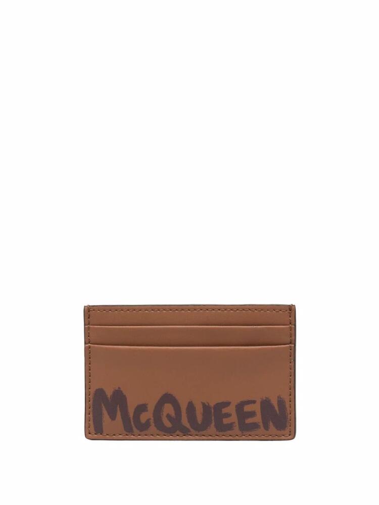 Alexander McQueen logo-print leather cardholder - Brown Cover