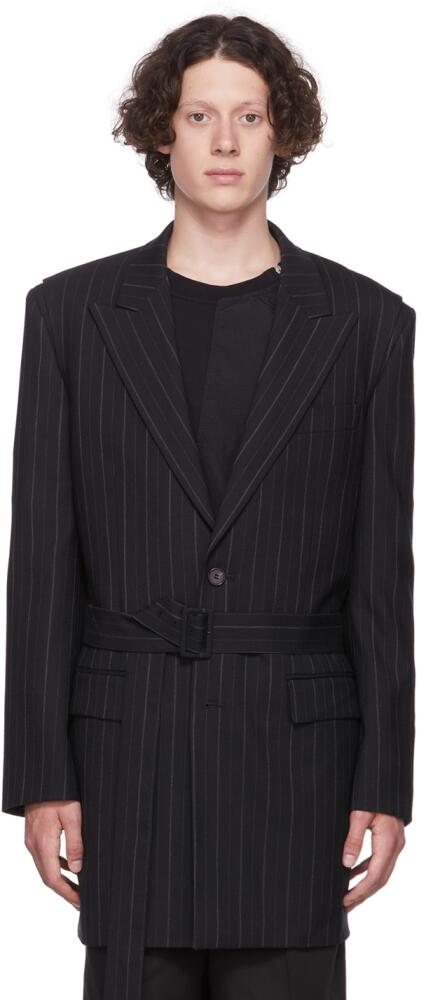 Juun.J Black Layered Shoulder Blazer Cover