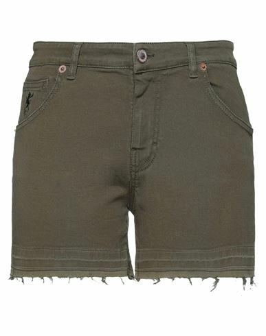 Avantgar Denim By European Culture Woman Shorts & Bermuda Shorts Military green Cotton, Polyester, Elastane Cover