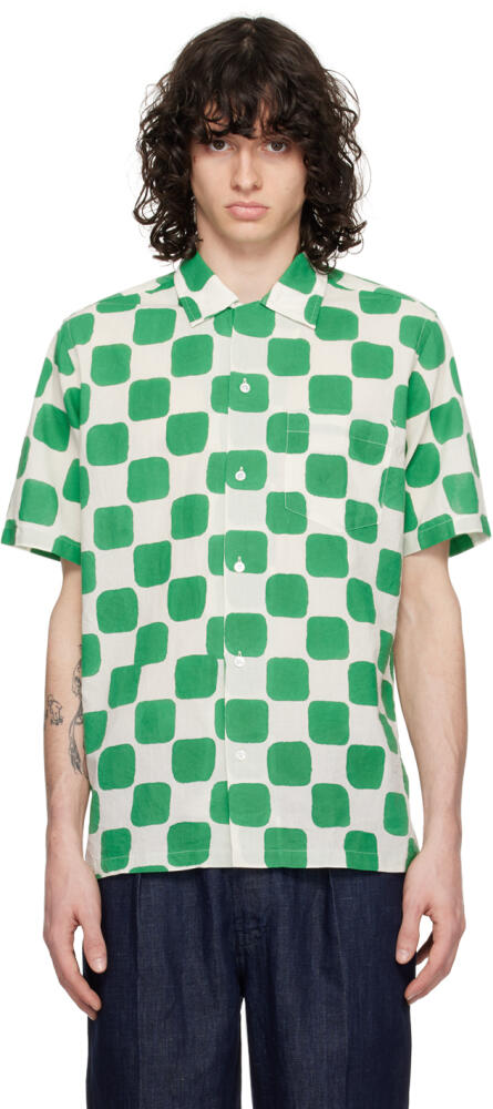 Drake's Off-White & Green Check Shirt Cover