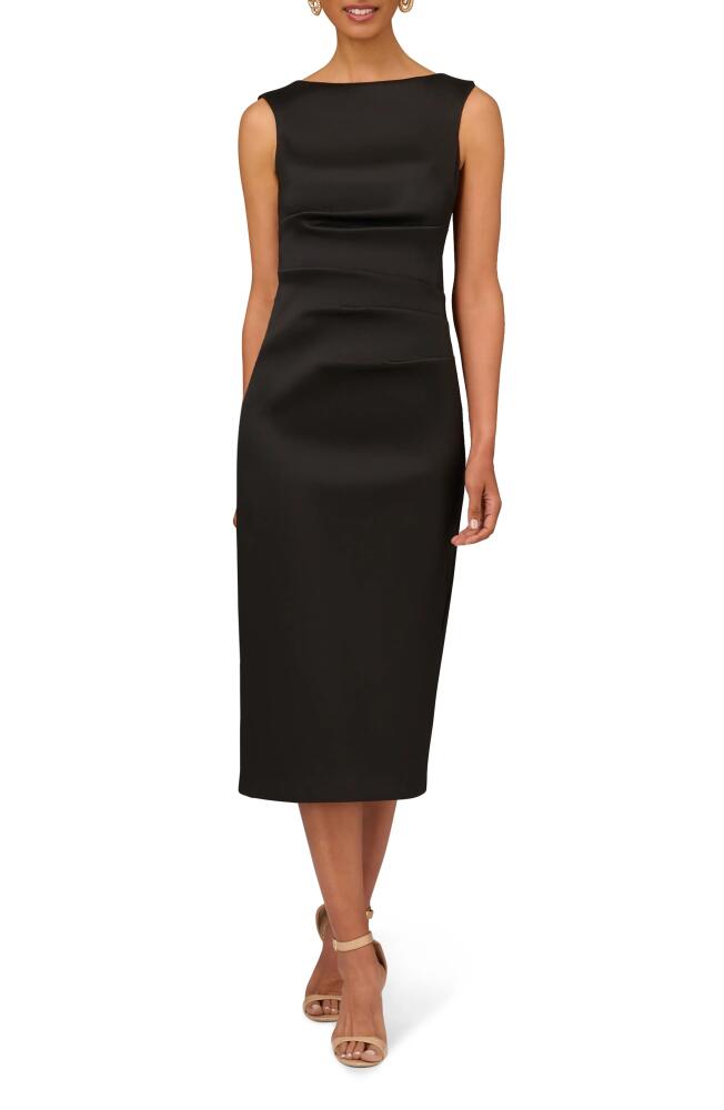 Aidan Mattox by Adrianna Papell Stretch Mikado Cocktail Midi Dress in Black Cover