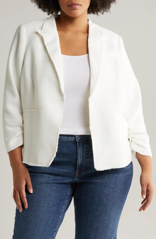 halogen(r) Raw Hem Crop Blazer in New Ivory Cover