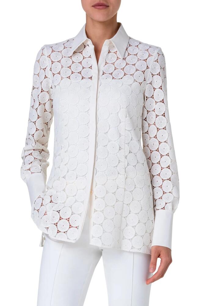 Akris punto Guipure Lace Button-Up Shirt in Cream Cover