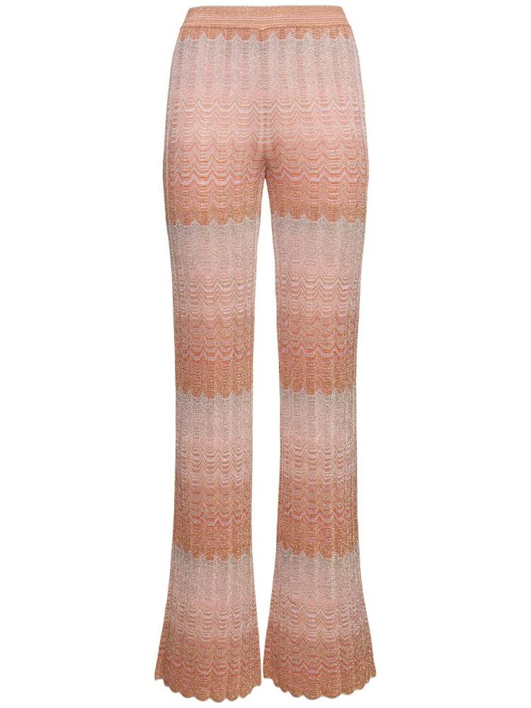 MISSONI Striped Knit Viscose Lamé Flared Pants Cover