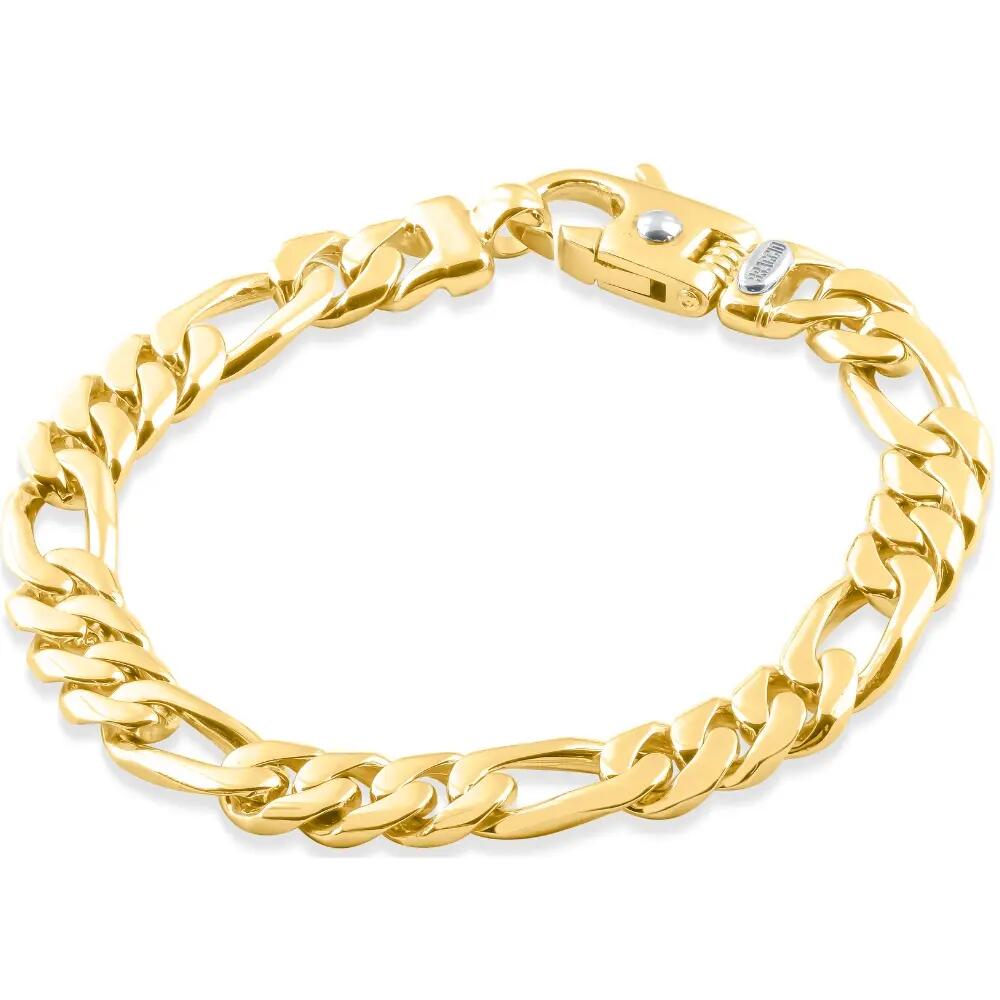 Bliss Diamond Mens Solid 14k Yellow Gold 55 grams Designed Link 9.5mm Heavy Masculine Bracelet 9" Cover